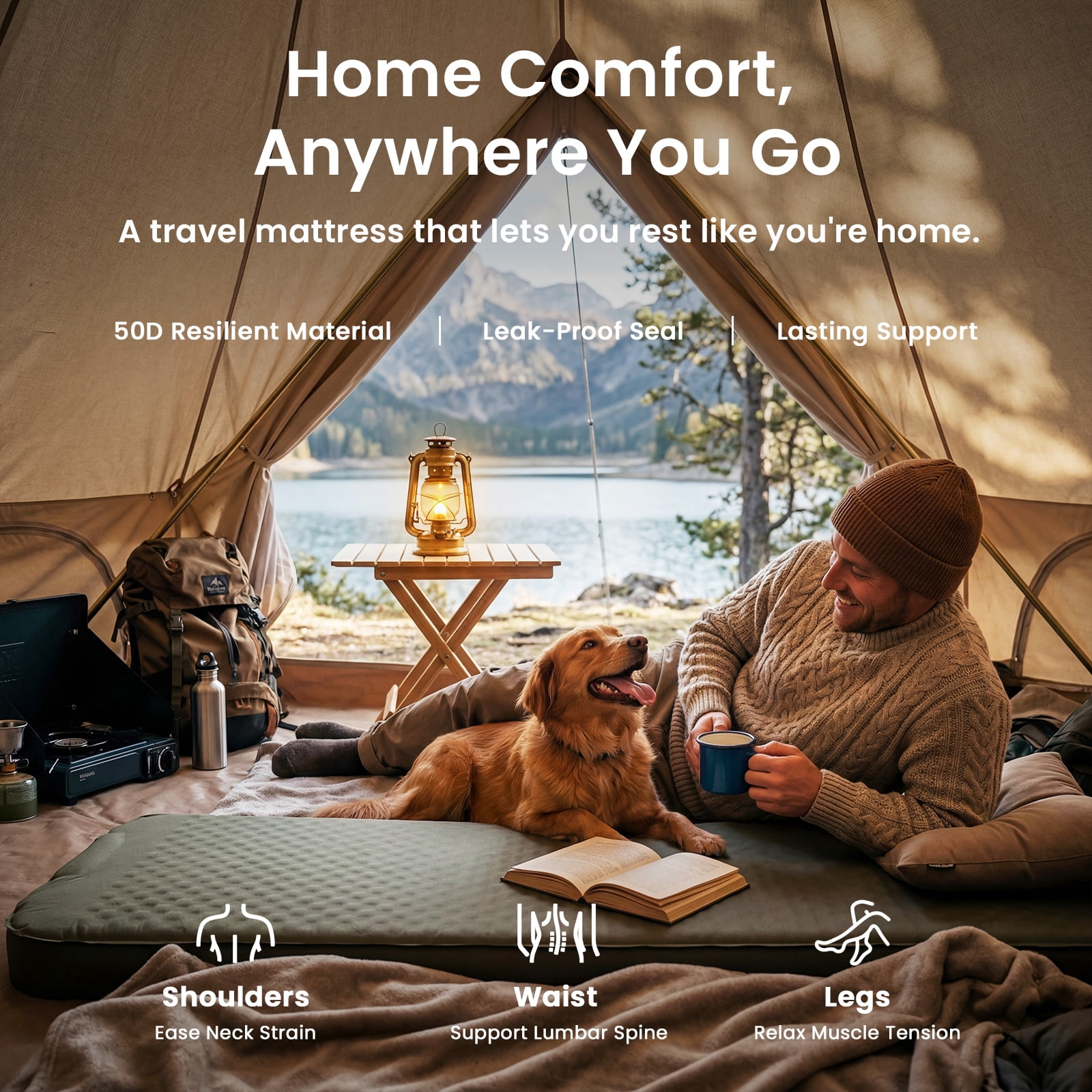 SLSY Inflating Camping Sleeping Pad,4" Ultra-Thick Memory Foam Fast Inflating Camping Mat Air Mattress with Pillow for Tent,Car,Traveling,Green