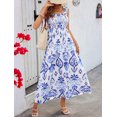 thumbnail image 3 of Vestido largo hasta el tobillo sin mangas con tirantes y cuello de una pieza con estampado de estilo de vacaciones para mujer 2024, 3 of 5