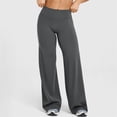 thumbnail image 2 of Straight Leggings with Pockets for Women No Front Seam Workout Leggings High Waist Wide Leg Yoga Pants Dark Gray M, 2 of 6