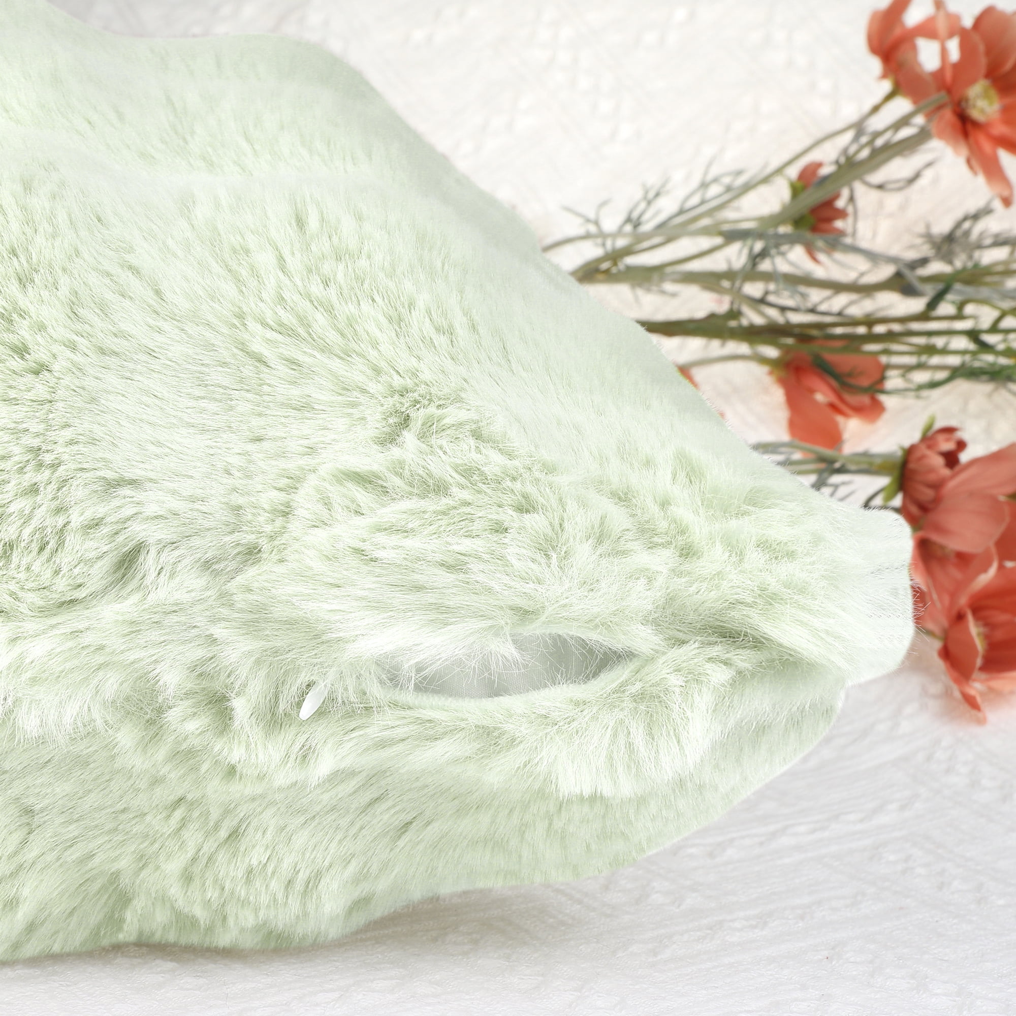 Unique Bargains Faux Fur Cozy Decorative Throw Pillow Covers Soft Plush Pillowcase 1 Pc Light Green 18" x 18"