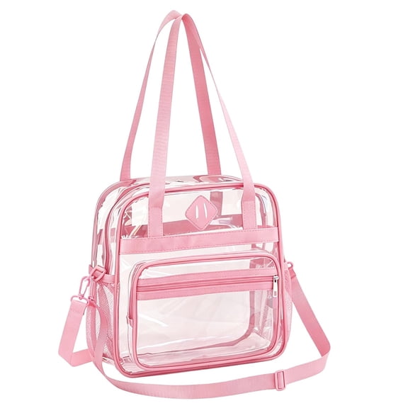 Multi-Pocket Clear Bag, Transparent Shoulder Bag for School Concert Sports Event Travel