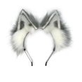 thumbnail image 1 of CoFoWo Diadema con orejas de lobo y gato, orejas peludas, orejas de lobo, disfraz de Halloween, Navidad, cosplay de animales (gris blanco), 1 of 5