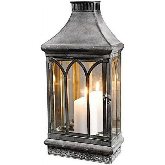 Large 18" Tall Wall Sconce Candle Holder Lantern Farmhouse Wall Décor | Wall Candle Sconce with Mirror Outdoor Indoor, Clear Glass