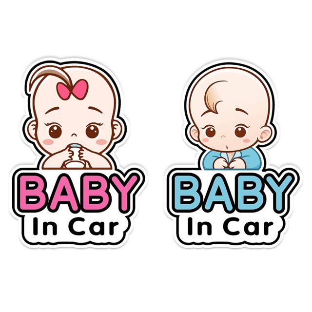 JM 2 pares de pegatinas para letreros de bebé en el coche, pegatina para coche de bebé, pegatina extraíble para tablero de anuncios de seguridad, bonita pegatina para ventana de coche para bebé JM