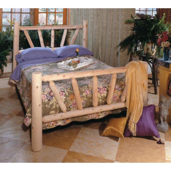 76" Handcrafted Cedar Log Style Wooden Sunrise Twin Bed Frame