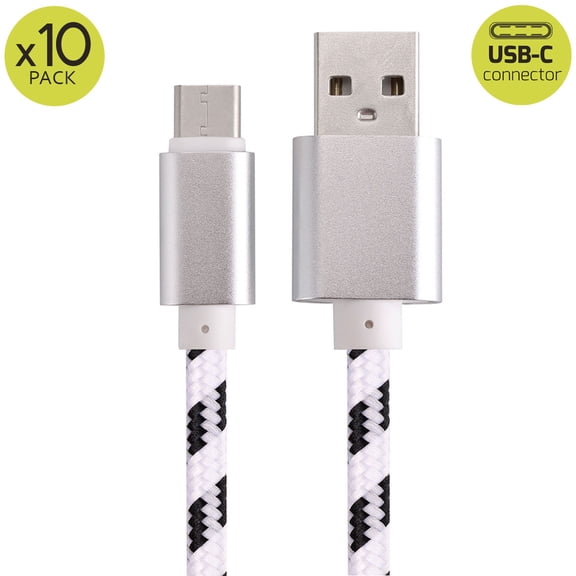 USB-C Cable Charger, FreedomTech [10-Pack, 3 ft] Type C Charger Premium Nylon USB Cable, USB A to Type C Charging Cable Fast Charge for Samsung Galaxy S10 S10  / Note 8, LG V20 and Other USB C Charger