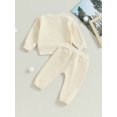 thumbnail image 5 of 2PCS Toddler Boy Girl Fall Outfit 6M 12M 18M 24M 3Y Unisex Baby Solid Color Clothes Long Sleeve Sweatshirt Tops Drawstring Pants Sets, 5 of 10