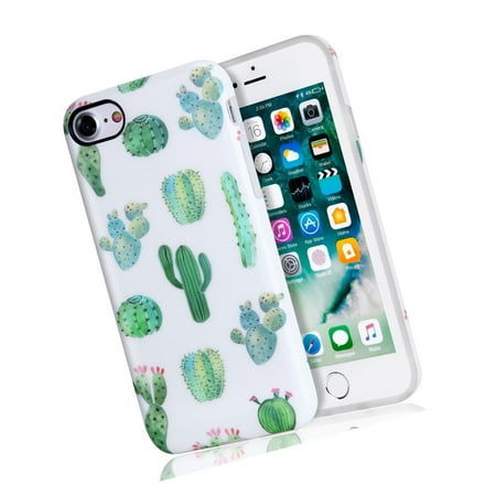 Cactus Bits - Cactus iPhone 7 Case, iPhone 8 Case, White Green Best Protective Cute Women G...