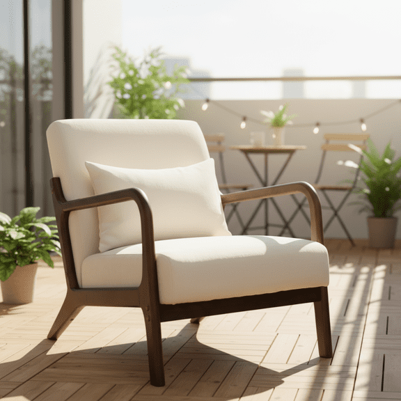 Homy Casa Modern Upholstered Armchair with Solid Wood, Accent Lounge Chair for Living Room, Balcony