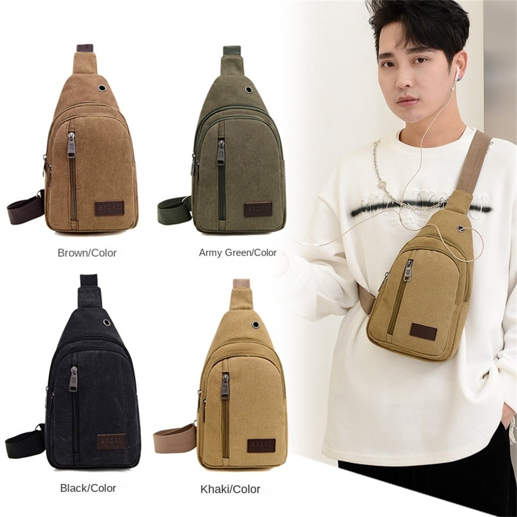 Vobzolite Sling Bag for Men - Crossbody Backpack Perfect for Travel & Hiking - Anti-Theft, Water-Resistant, Tear-Resistant Army Green