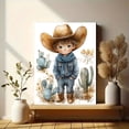 thumbnail image 6 of Qisvanset 12x16 Inch Framed Canvas Wall Art Western Cowboy Theme Little Boys Kids Nursery Room Wall Decor Set, 6 of 8
