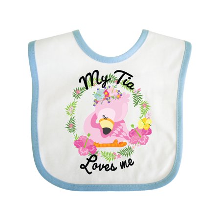 

Inktastic Baby Flamingo My Tia Loves Me with Flower Wreath Gift Baby Boy or Baby Girl Bib