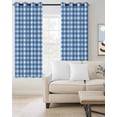 thumbnail image 2 of Blue Blackout Curtains, Light Blocking Print Window Curtains, Country French Rustic Buffalo Plaid Modern Art Thermal Insulated Window Drapes for Living Room Kitchen Cafe 2 Panels, 84"W x 63"L, 2 of 9