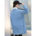 thumbnail image 4 of Women'S Winter Faux Fur Collar Long Denim Coat Trucker Jacket Light Blue XL, 4 of 8