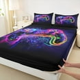 thumbnail image 3 of Homewish 3D Gamepad Player Full Size Sheets for Boy, Futuristic Glitter Stripes Bed Sheets, Video Game Lover Sheet Sets, Ultra Soft Bedroom Decor, 4-Piece, 3 of 7