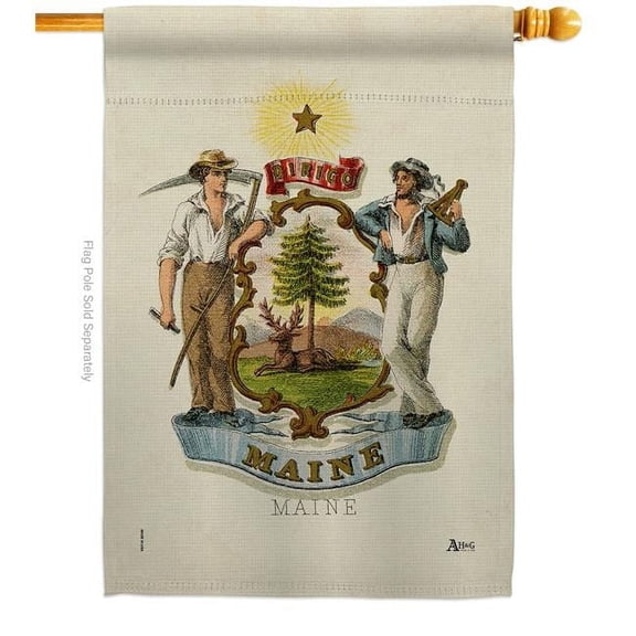 Americana Home & Garden H141226-BO 28 x 40 in. Coat of Arms Maine House Flag with Americana States Double-Sided Decorative Vertical Banner Garden Yard Gift