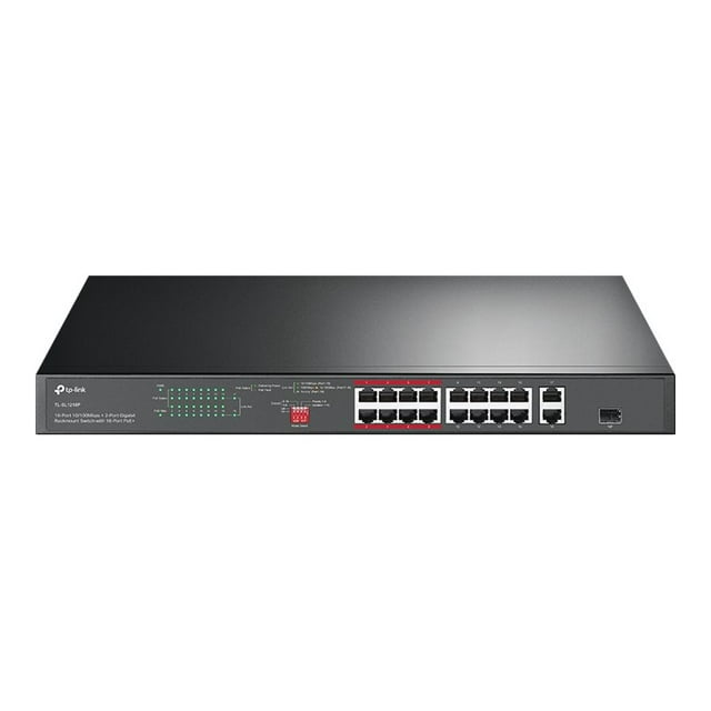 TP-Link JetStream TL-SL1218P - V1 - switch - Non Géré - 16 x 10/100 (PoE+) + 2 x 10/100/1000 + 1 x combo Gigabit SFP - Montable en Rack - PoE+ (150 W)