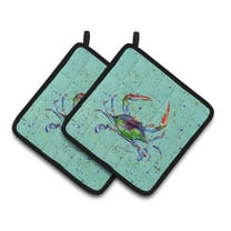 Carolines Treasures 8462PTHD Crab Pair of Pot Holders , 7.5HX7.5W, multicolor
