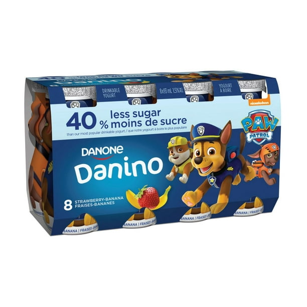 Danino Yogourt à boire pour enfants, Fraises-Banane, Format Econo avec 8 bouteilles