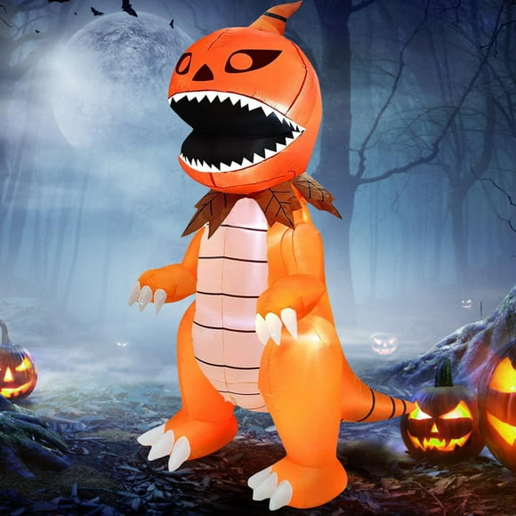 Decoración inflable con diseño de calabaza gigante DearSun, diseño de dinosaurio, 8 pies, con LED