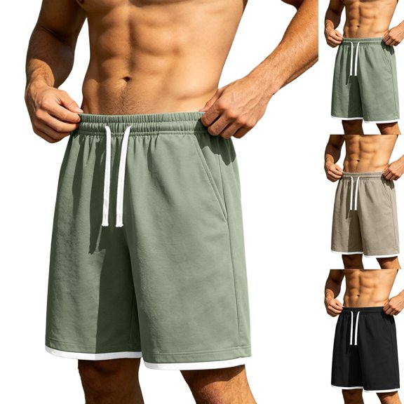 EOYWHK Workout Shorts for Men Built In Liner Relaxed Fit Men Gym Shorts Soft Lightweight Breathable Casual Activewear Daily Wear Outdoor Black, Size L