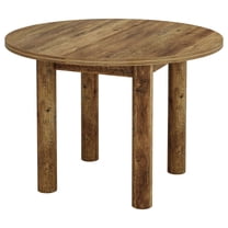 Resenkos 39-Inch Round Farmhouse Dining Table for 4 with Cylindrical Legs, Brown