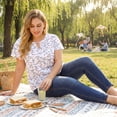 thumbnail image 3 of GRACE & GRANDEUR Women's Plus Size Keyhole Neck Flared Short Sleeves Floral Chiffon Shirt Blouses 6X White, 3 of 8