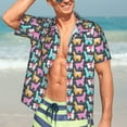 thumbnail image 5 of KLL Men's Hawaiian Shirt Short Sleeve Button Down Beach Shirts-Colorful Alpaca, 5 of 5