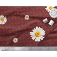 thumbnail image 2 of Soimoi Silk Fabric Leaves & Daisy Flower Print Fabric by the Yard 42 Inch Wide, 2 of 3