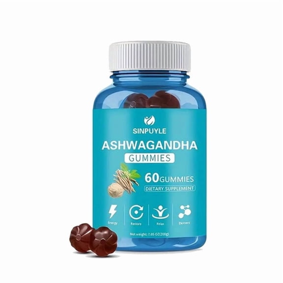 Ashwagandha Gummies 60 Count - Stress Relief, Energy Boost & Relax Support - Natural Adaptogen Supplement
