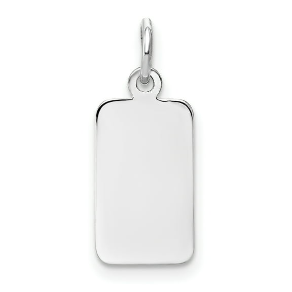 14k White Gold Plain .013 Gauge Rectangular Engravable Charm