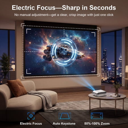 HAPPRUN Official Licensed Google TV Projector, 4K Smart Projector with WiFi & Bluetooth, Outdoor Movie Projector with Dolby Sound, Built-in Streaming Apps, Compatible with Game Consoles & Smartphones