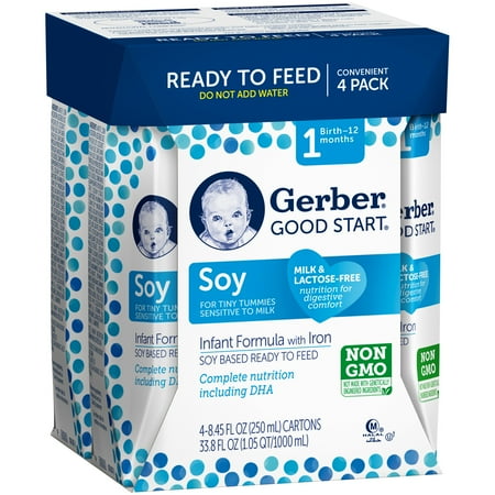 Gerber Good Start Soy Non-GMO Ready to Feed Infant Formula, Stage 1, 8.45 fl oz (Pack of 4)
