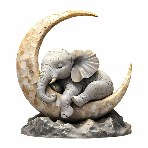 LAMIRO Figurine Elephant Sleeping on The top Art Craft Statue Ornament for Centerpiece Businesses Home Bathroom Decorating