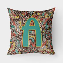 Carolines Treasures CJ2013-APW1818 Letter A Retro Tribal Alphabet Initial Canvas Fabric Decorative Pillow  18H x18W