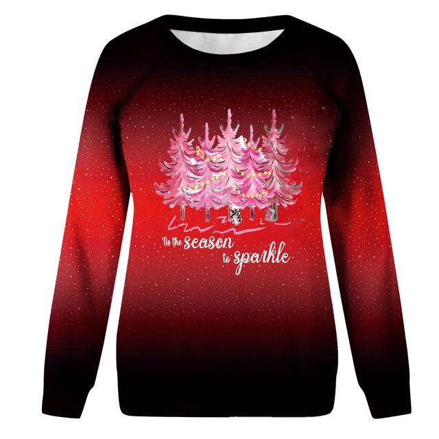 Mirages Chandail en Molleton pour Femmes Automne, Col Rond Mode Décontractée Manches Longues Imprimé de Noël, Haut Blouse