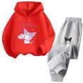 thumbnail image 3 of Conjunto de sudadera con capucha Kuromi para niños, linda sudadera con estampado de dibujos animados de anime, ropa gruesa y cálida de manga larga para niñas de Hello Kitty, 3 of 5