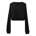 thumbnail image 5 of Yigetop Long Sleeve Crop Tops for Women, Womens Winter Clothes Fashion Round Neck Solid Color Long Sleeve Tops for Women Crop Lightweight Work Shirts Oversized Crop Tops for Women Black M, 5 of 6