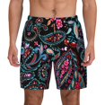 thumbnail image 3 of Uemuo Paisley Pattern Mens Swim Trunks Quick Dry Board Shorts with Mesh Lining, Stretch Beach Shorts Quick Dry No-Chafing Board Shorts-Large, 3 of 9