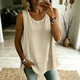 thumbnail image 2 of TGSLY Women's Crew Neck Double Layer Chiffon Tank Tops Flare Hem Swing Sleeveless Tunic Shirt Loose Flowy A-Line Fit Solid Color Blouse XXL, 2 of 9