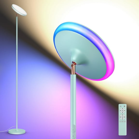 Blue Floor Lamp,42W 3700LM LED Torchiere Floor Lamps for Living Room, 71in. Modern Tall Standing Lamp with Remote,Color & Brightness Dimmable Sky Light,1/2/3H Timer for Bedroom,Office