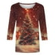 thumbnail image 5 of Camisetas de Navidad para Mujeres, 3/4 Manga Cuello Redondo Blusa con Estampado de Vacaciones, Top de Moda Casual, 5 of 9
