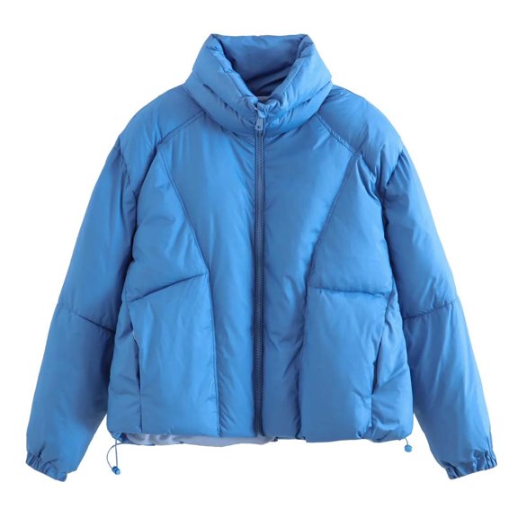 ZHUGeLI Women's Winter Puffer Jacket Cropped Lightweight Zip Up Padded Coat Oversized Stand Collar Short Quilted Jackets