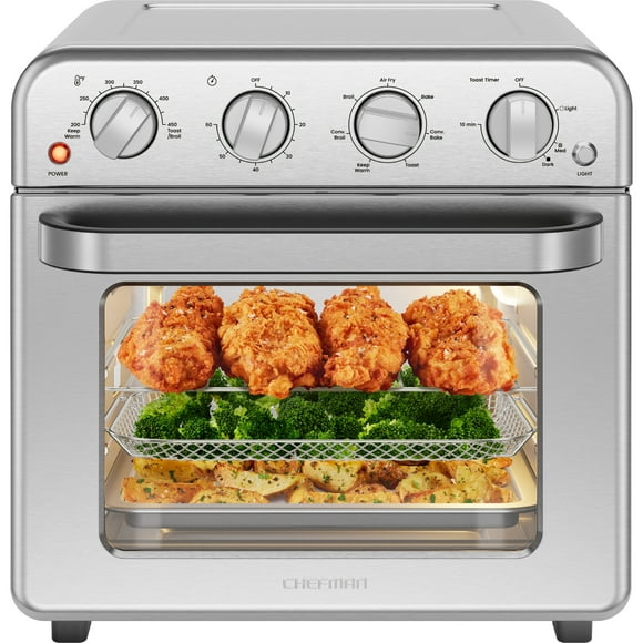 Chefman Toaster Oven Air Fryer Combo w/ 19 Quart Capacity, 7-in-1 Functionality - Stainless Steel, New