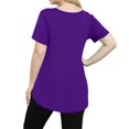 thumbnail image 4 of Mlqidk Plus Size Blouses for Women Summer Womens Tops Plus Sizes 4x Crew Neck Womens Tops Short Sleeve Solid Color Dressy Casual Tunics Loose Fit Clothes for Women Purple 5XL, 4 of 5