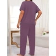 thumbnail image 2 of Musefolio Women's Pajama Sets Summer Short Sleeve Round Neck Comfort Fit Checkered Print Casual Sleepwear 1X-5X, 2 of 8