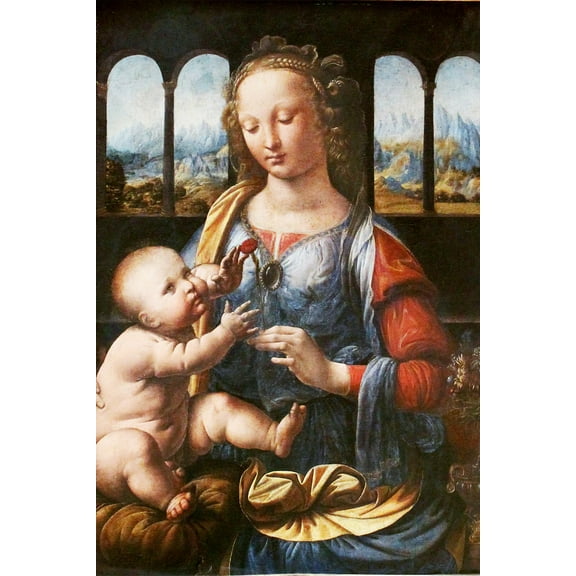 24x36 gallery poster, Madonna of the Carnation by Leonardo da Vinci