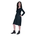 thumbnail image 6 of Moomaya Womens Full Sleeves Gathered Waist Dress Casual Relaxed Fit Swing Dresses w/ Pockets, 6 of 8