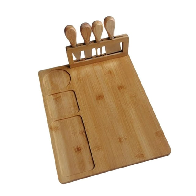 Tabla de quesos,Juego de tablero de queso de bambú cortando herramientas de cocina,Conjunto de cuchillos de accesorios de tablero de queso,Placas de madera Partes Platos personalizados Sunnimix Tabla de quesos