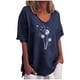 thumbnail image 2 of ICHUANYI Clearance Womens Sexy Round Neck Short Sleeve Tops Printed Regular Blouse(Navy, XL) ICHUANYI WER2023081503553, 2 of 5